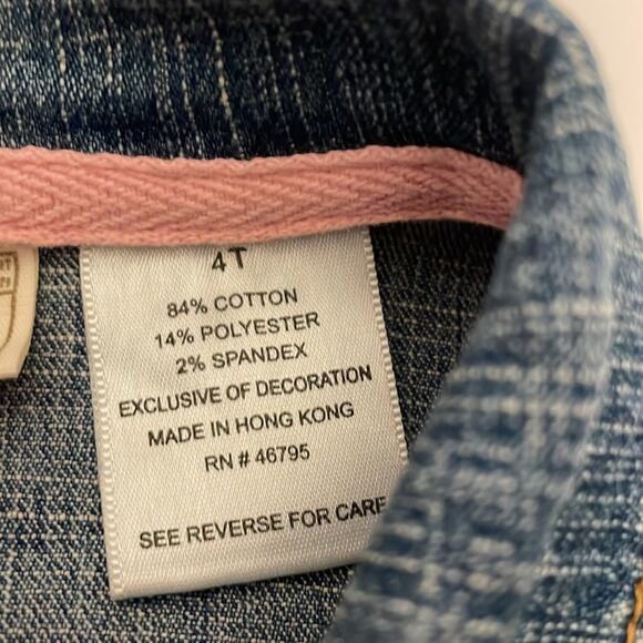 Levi Strauss Brand Girl's 4T Jean Denim Jacket Embroidered Floral - Picture 3 of 7